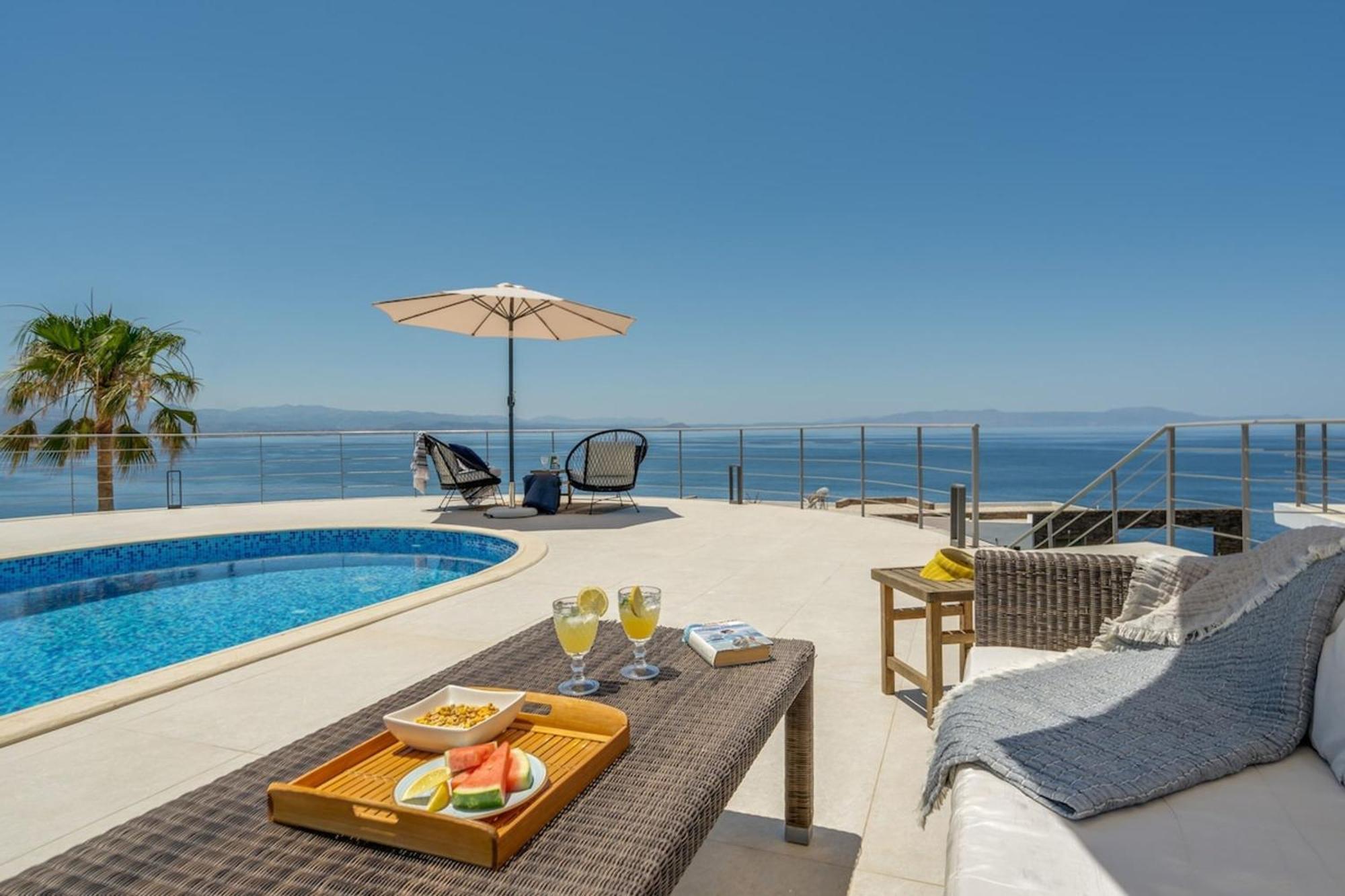 Villa Hemera Ocean View Private Heated Pool Chorafakia Ngoại thất bức ảnh