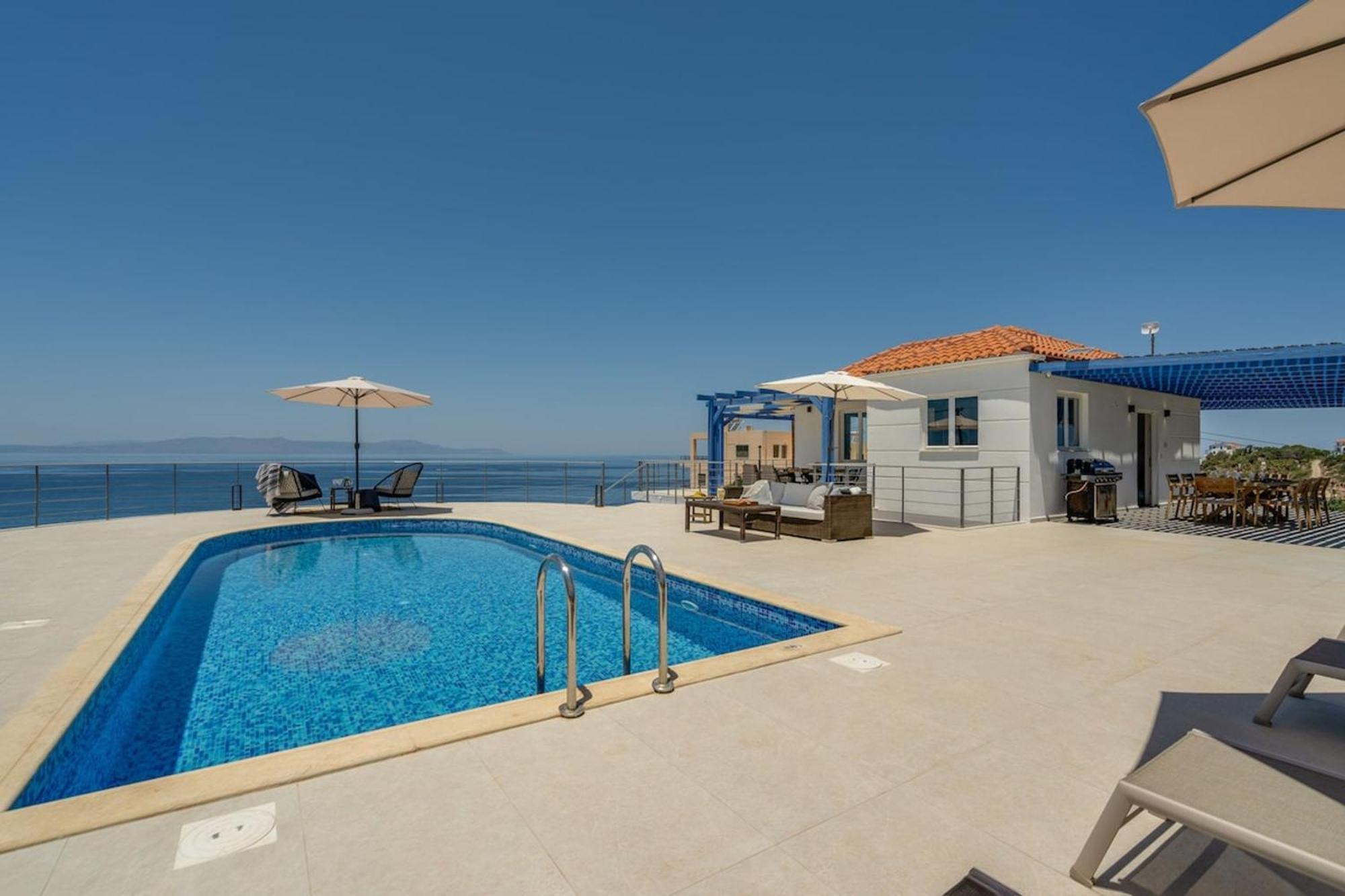 Villa Hemera Ocean View Private Heated Pool Chorafakia Ngoại thất bức ảnh